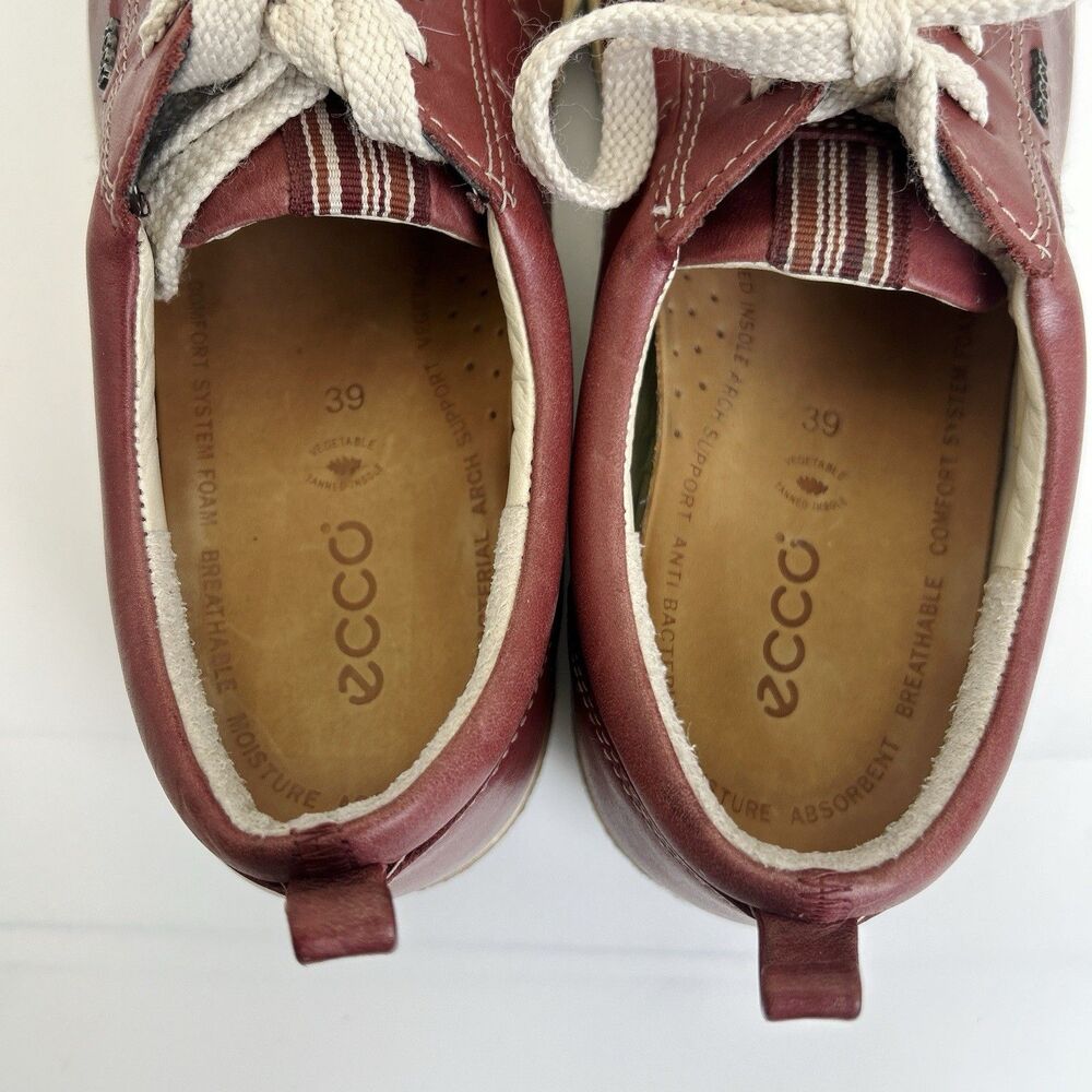 ECCO Chase II Tie Shoes Womens Sz 8-8.5 39 EU Port/Red Leather Lace Up Sneaker - Picture 7 of 9
